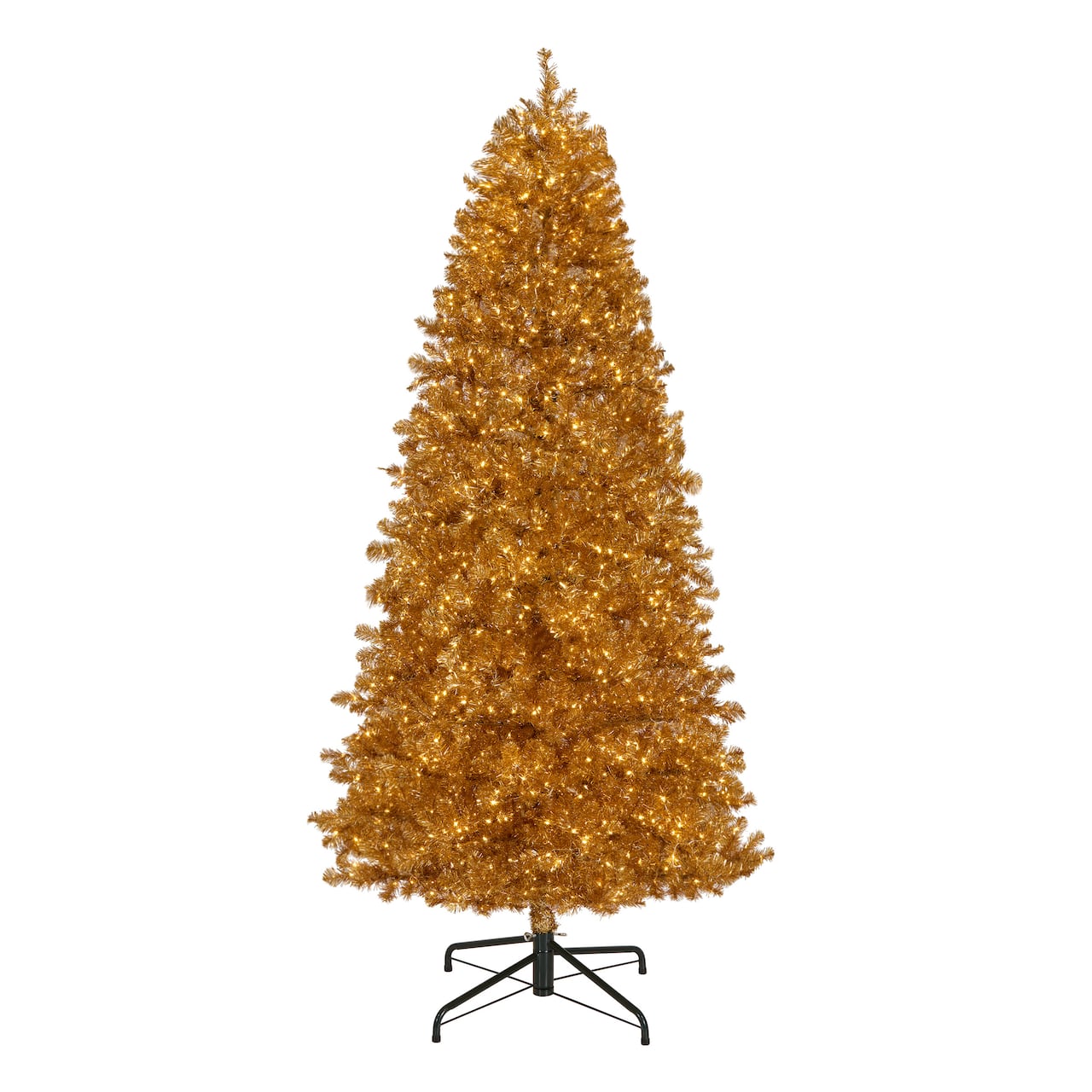 9ft. Pre-Lit True Gold Metallic Artificial Christmas Tree, White LED Lights